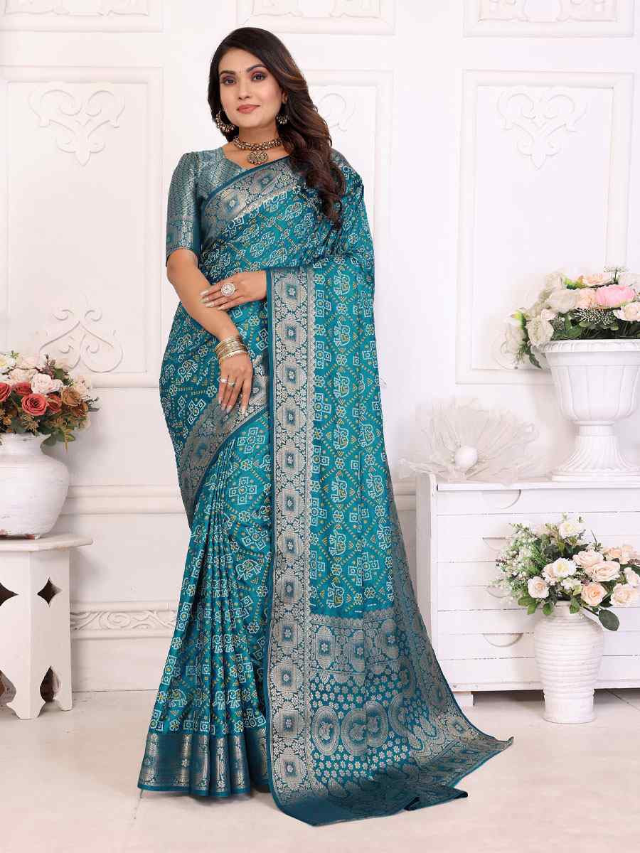 Blue Soft Satin Silk Handwoven Festival Wedding Fancy Heavy Border Saree