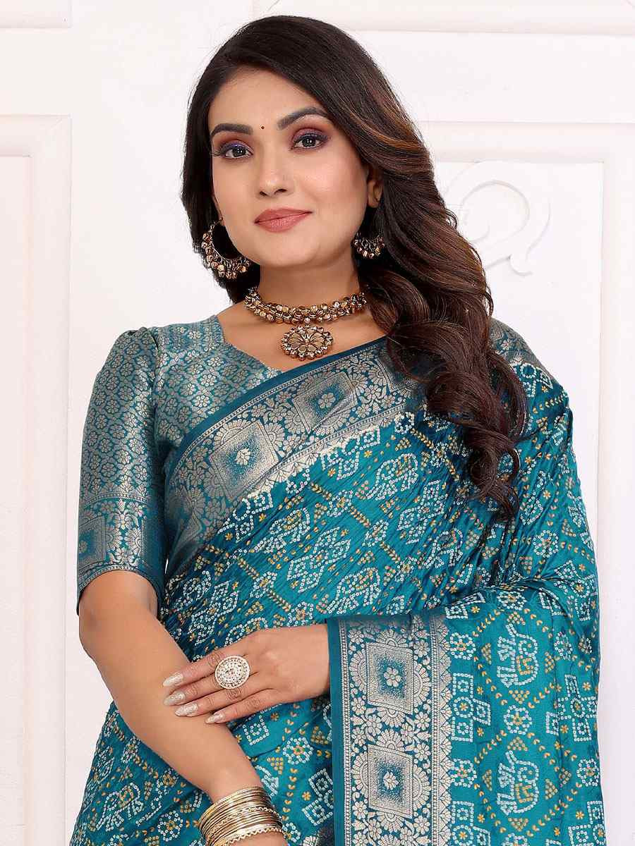 Blue Soft Satin Silk Handwoven Festival Wedding Fancy Heavy Border Saree