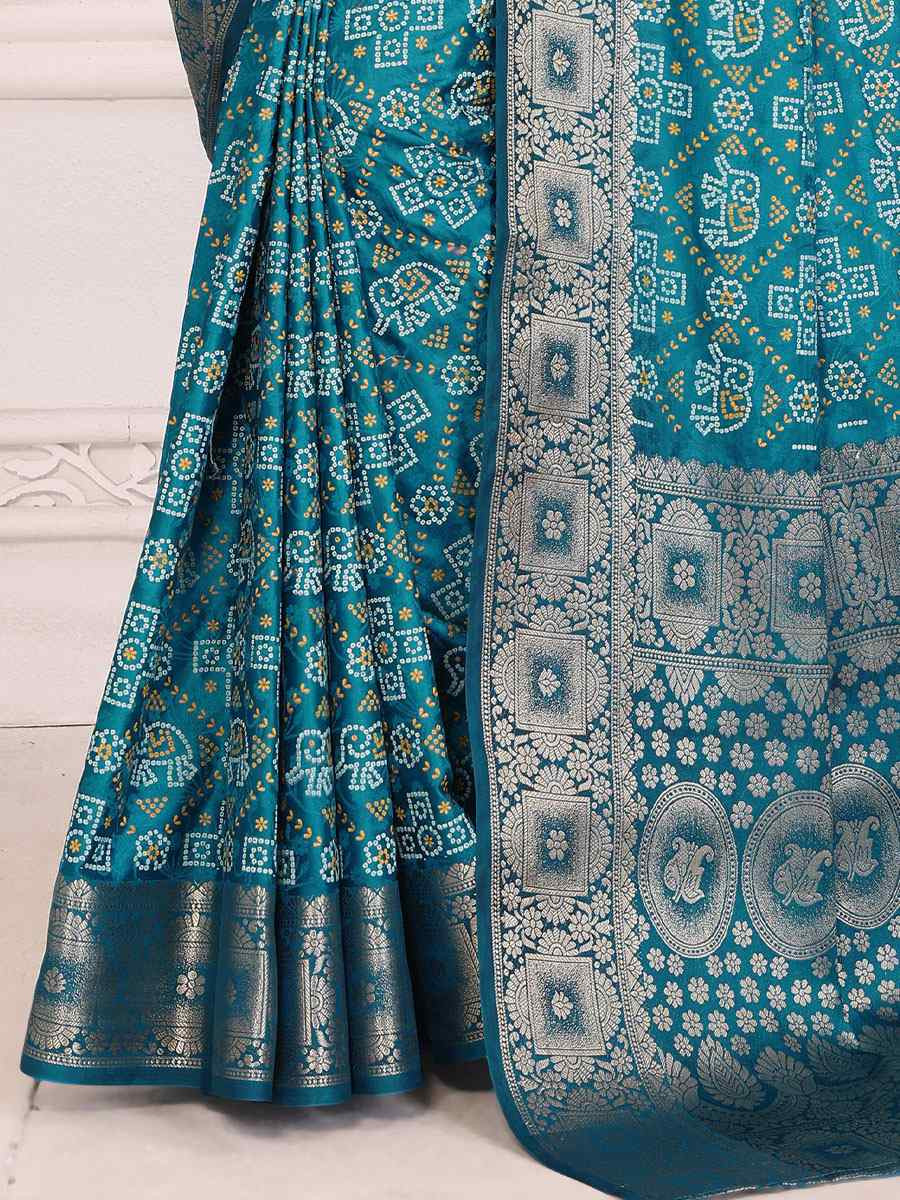 Blue Soft Satin Silk Handwoven Festival Wedding Fancy Heavy Border Saree