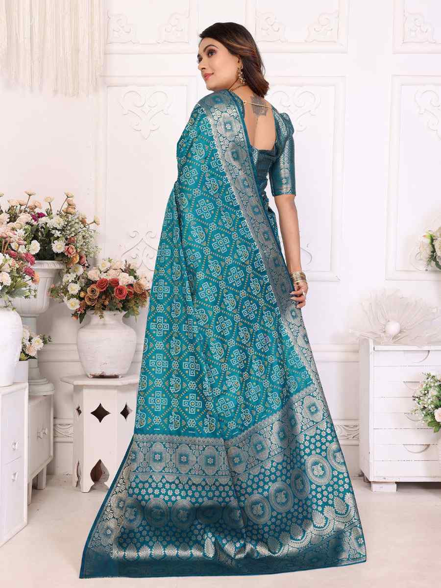 Blue Soft Satin Silk Handwoven Festival Wedding Fancy Heavy Border Saree