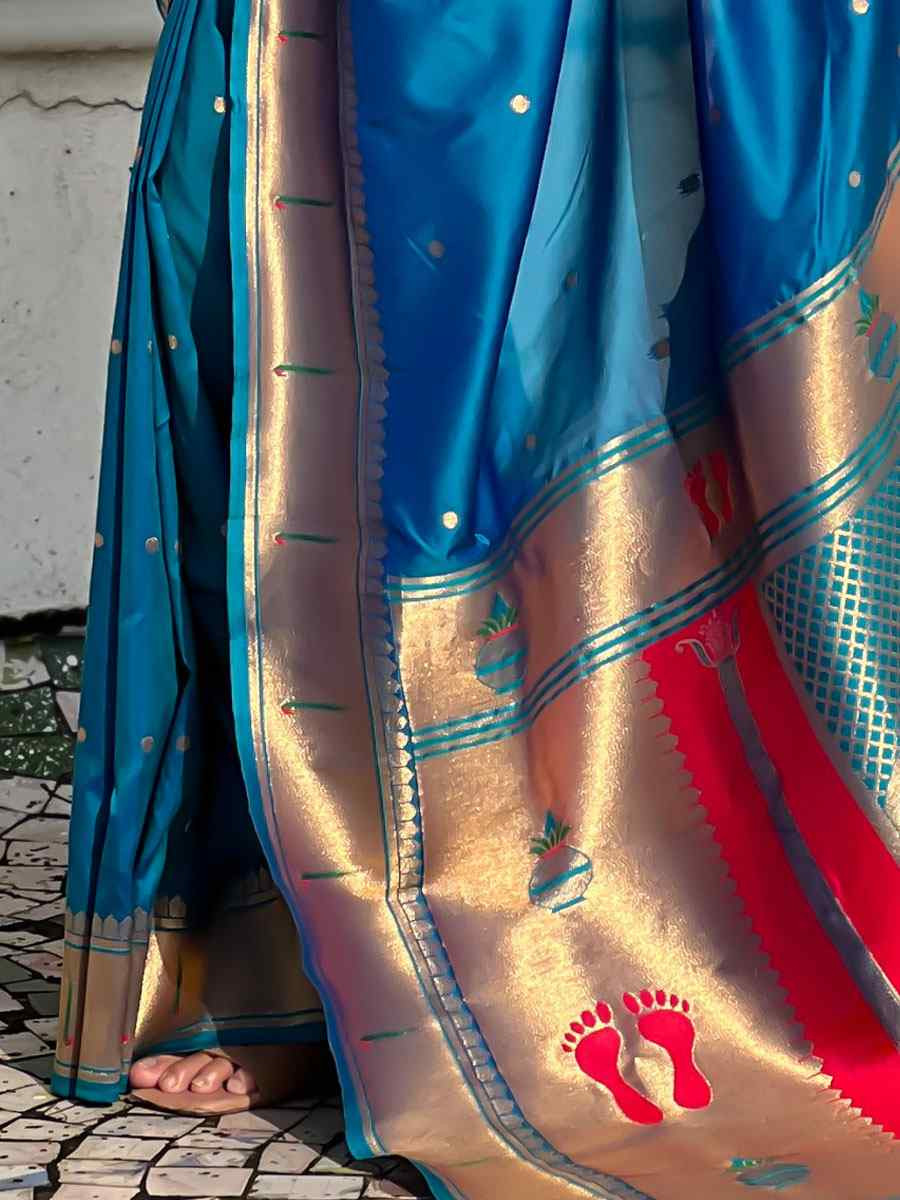 Blue Soft Silk Handwoven Casual Reception Festival Wedding Fancy Classic Style Sarees