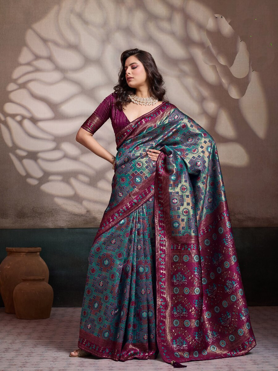 Blue Soft Silk Zari Meenakari Woven Work Wedding Reception Party Festival Casual Heavy Border Sarees