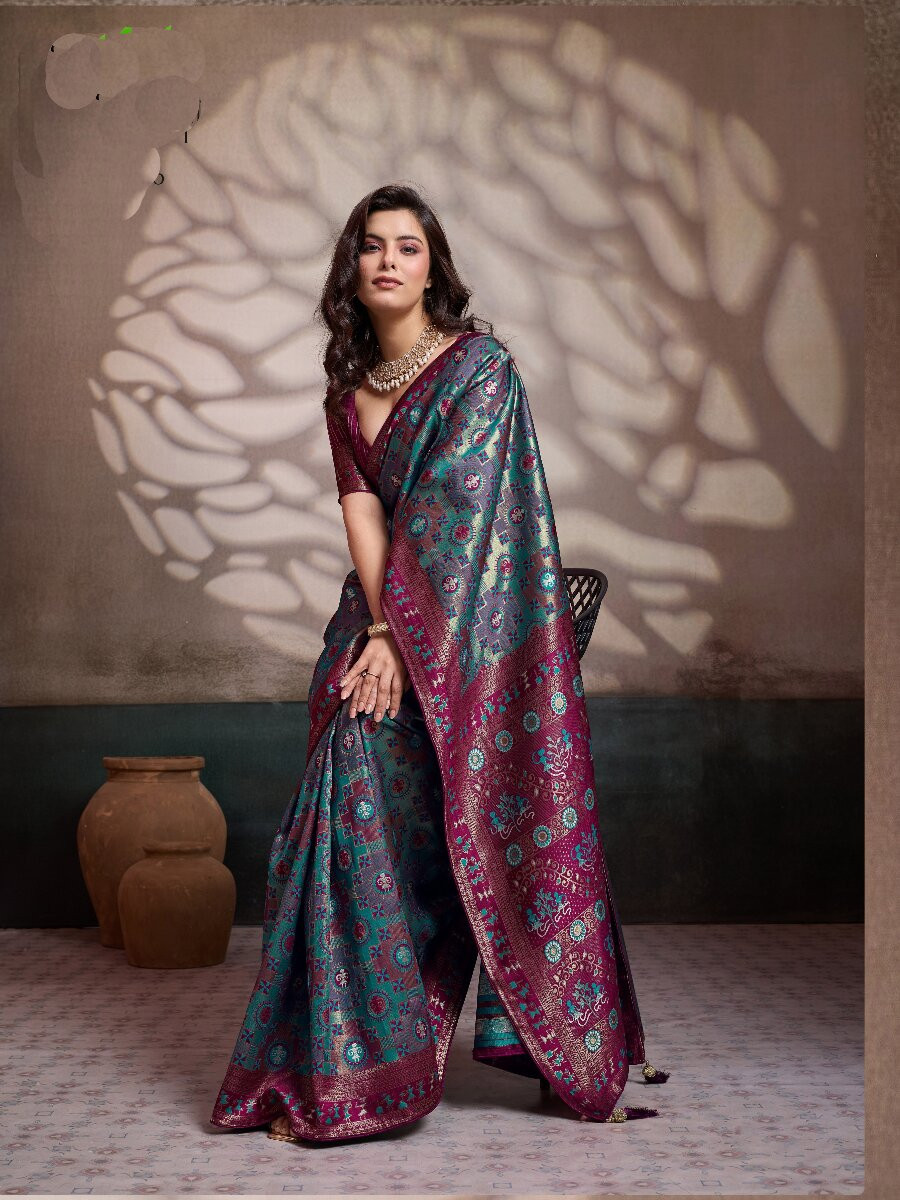 Blue Soft Silk Zari Meenakari Woven Work Wedding Reception Party Festival Casual Heavy Border Sarees