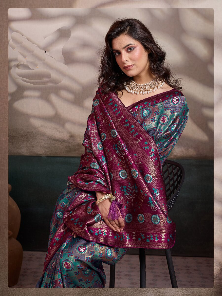 Blue Soft Silk Zari Meenakari Woven Work Wedding Reception Party Festival Casual Heavy Border Sarees