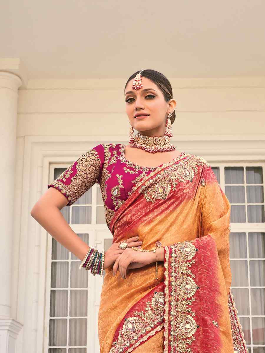 Blue Spain Silk Embroidered Festival Party Classic Style Saree