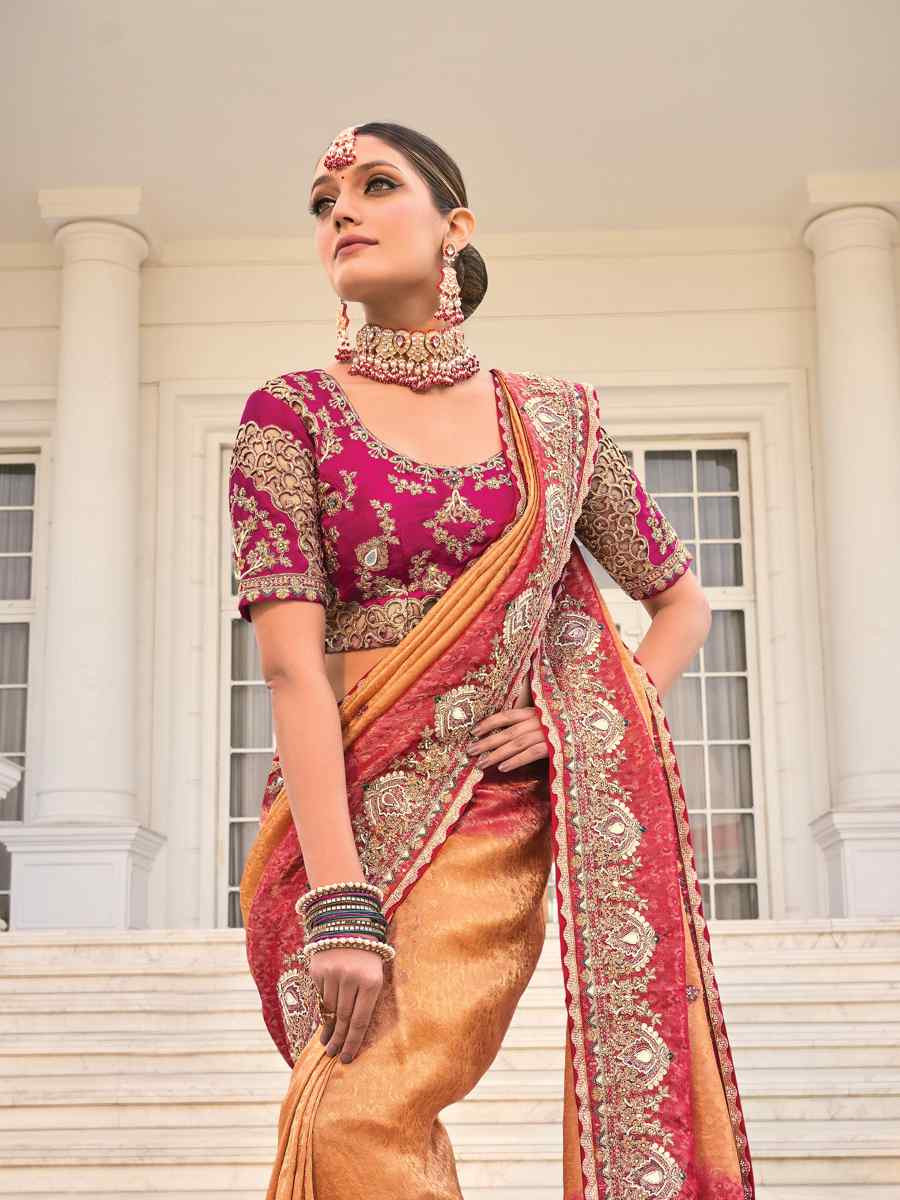 Blue Spain Silk   Embroidered Festival Party Classic Style Saree