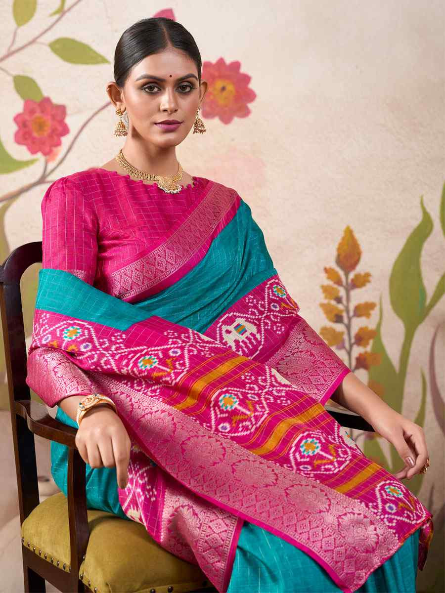 Blue Tussar Silk Handwoven Festival Wedding Fancy Heavy Border Saree