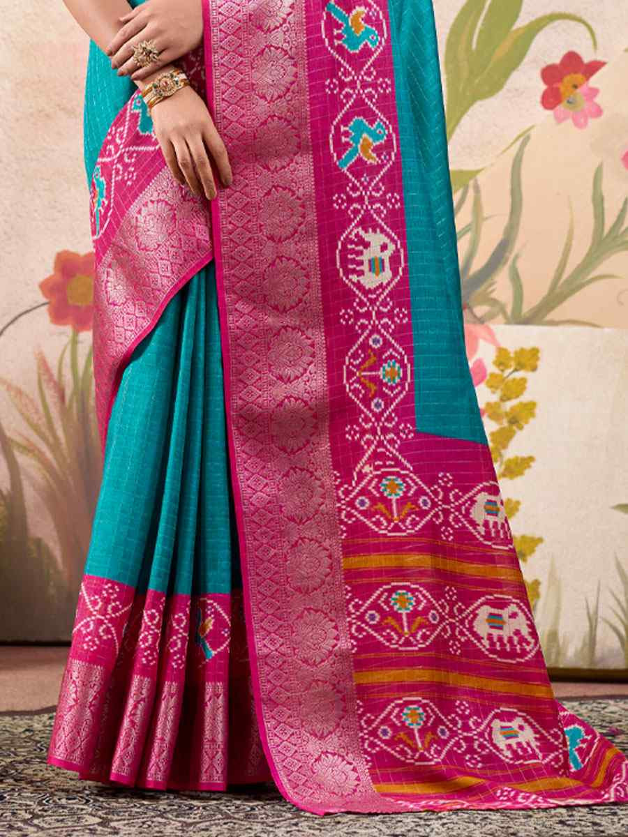 Blue Tussar Silk Handwoven Festival Wedding Fancy Heavy Border Saree