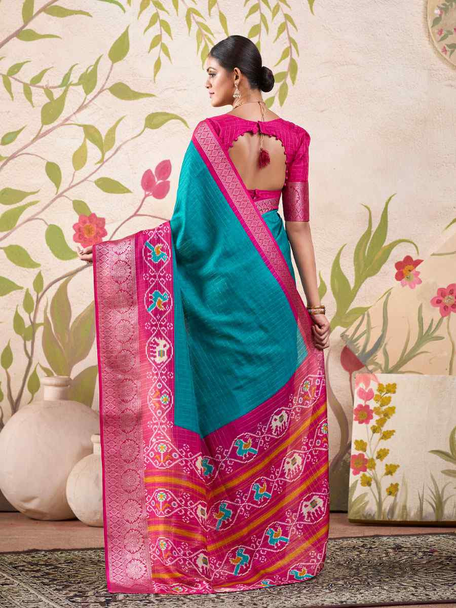 Blue Tussar Silk Handwoven Festival Wedding Fancy Heavy Border Saree