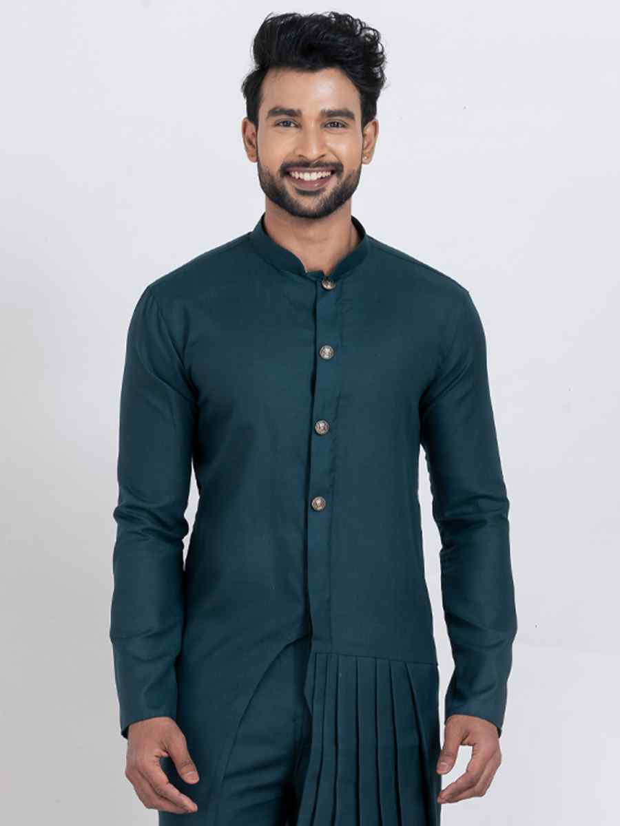 Blue Viscose PS Embroidered Festival Wedding Kurta Pyjama Men039s Wear