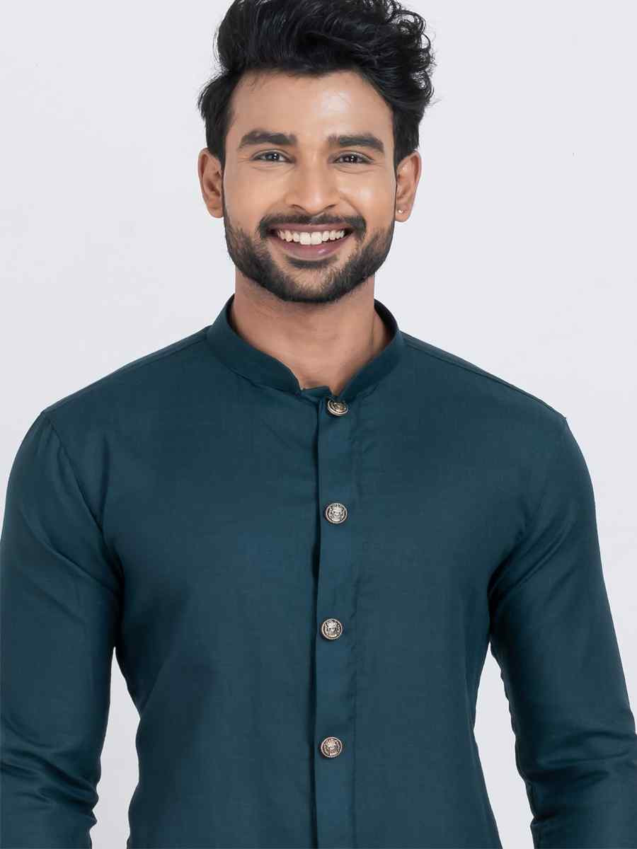 Blue Viscose PS Embroidered Festival Wedding Kurta Pyjama Men039s Wear