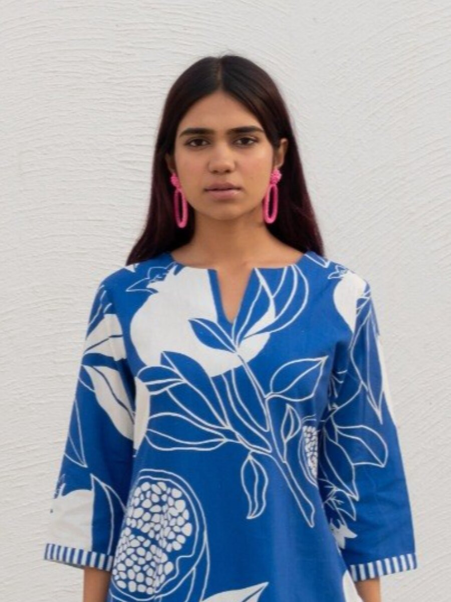 Blue Viscose Rayon Printed Wedding Party Festival Casual Pant Salwar Kameez