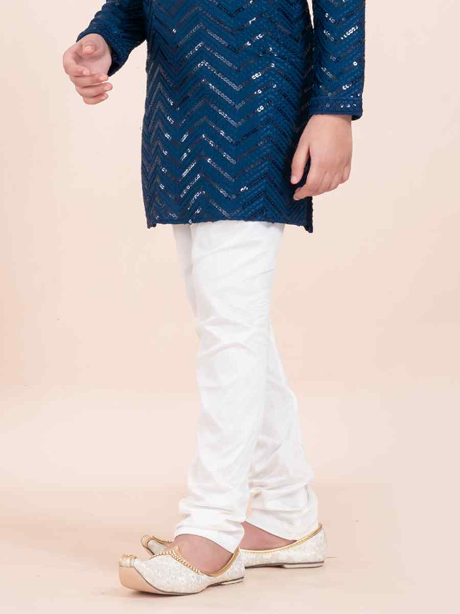 Blue Viscose RayonEmbroidered Festival Traditional Kurta Pyjama Boys Wear