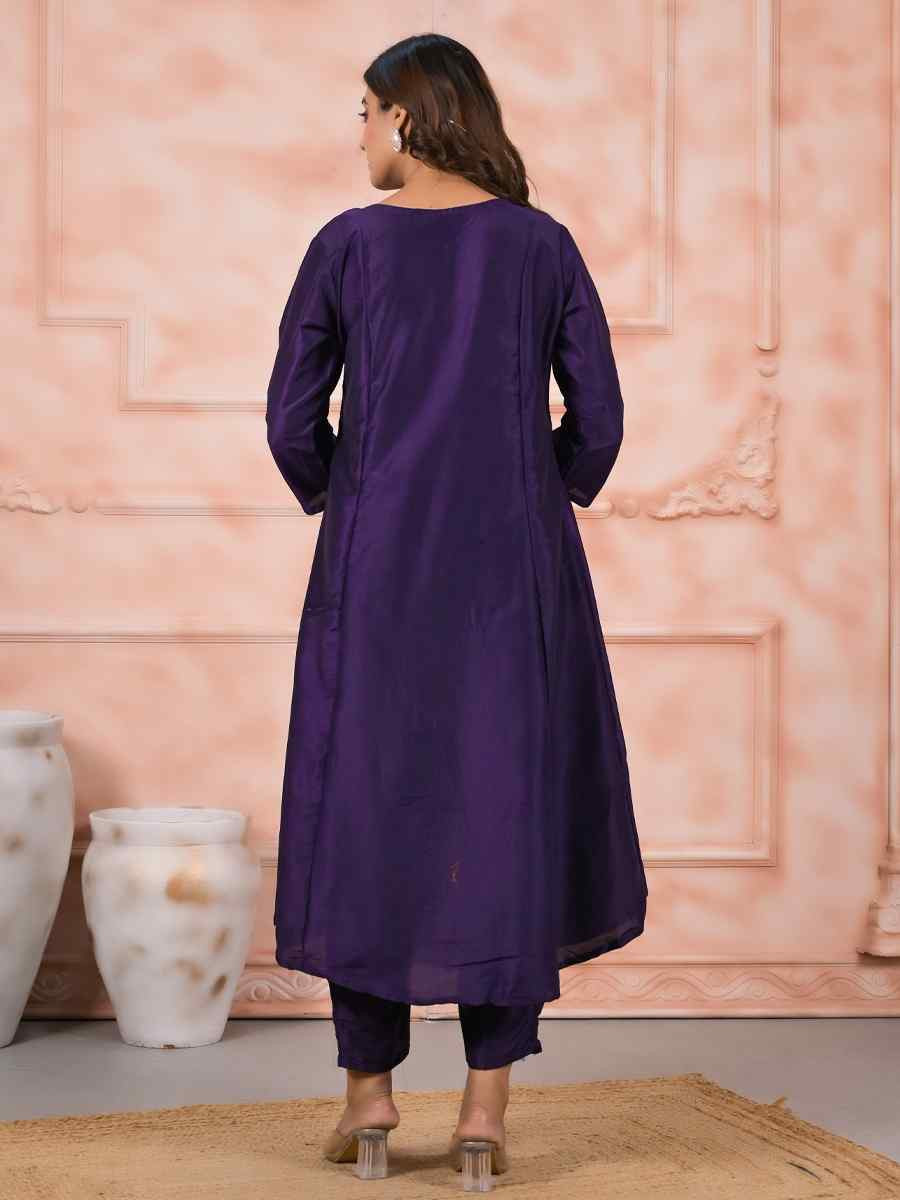 Blue Viscose Reyon Embroidered Party Casual Ready Pant Salwar Kameez
