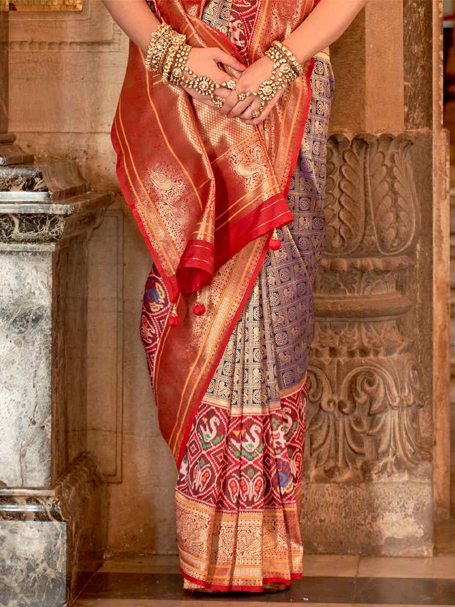 Bonza Gold Banarasi Silk Handwoven Wedding Festival Heavy Border Saree