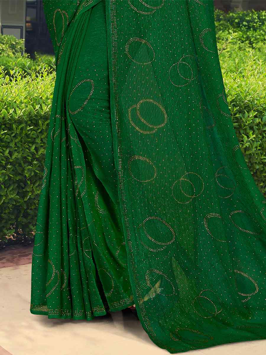 Botel Green Simmer Silk Handwoven Casual Festival Classic Style Saree
