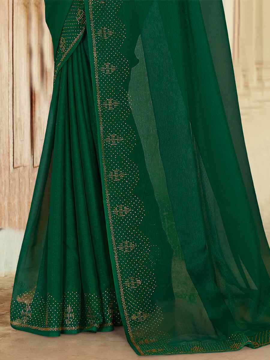 Botel Green Simmer Silk Handwoven Casual Festival Classic Style Saree