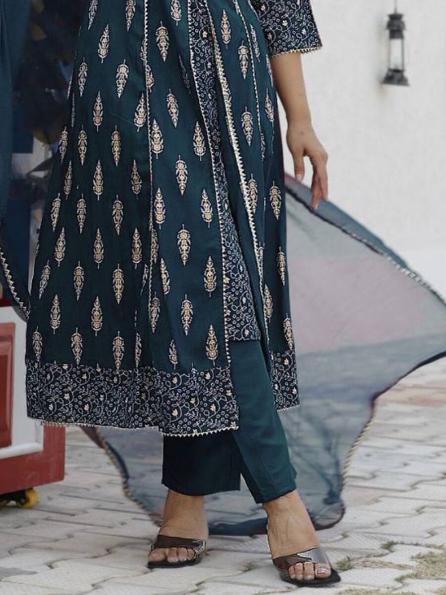 Bottle Green Heavy Rayon Embroidery Wedding Party Festival Casual Ready Lawn Pant Salwar Kameez