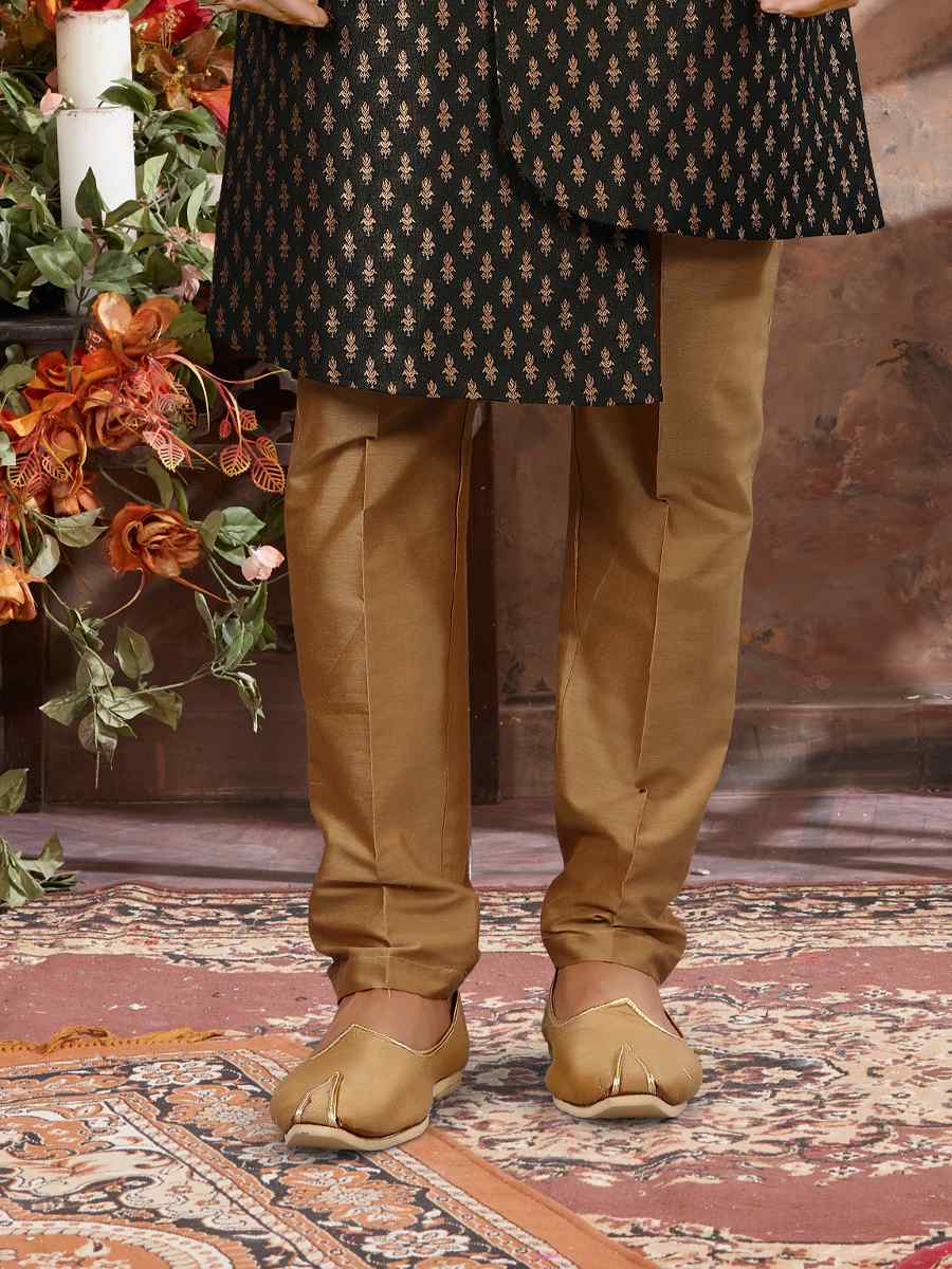 Bottle Green Jacquard Woven Festival Wedding Sherwani