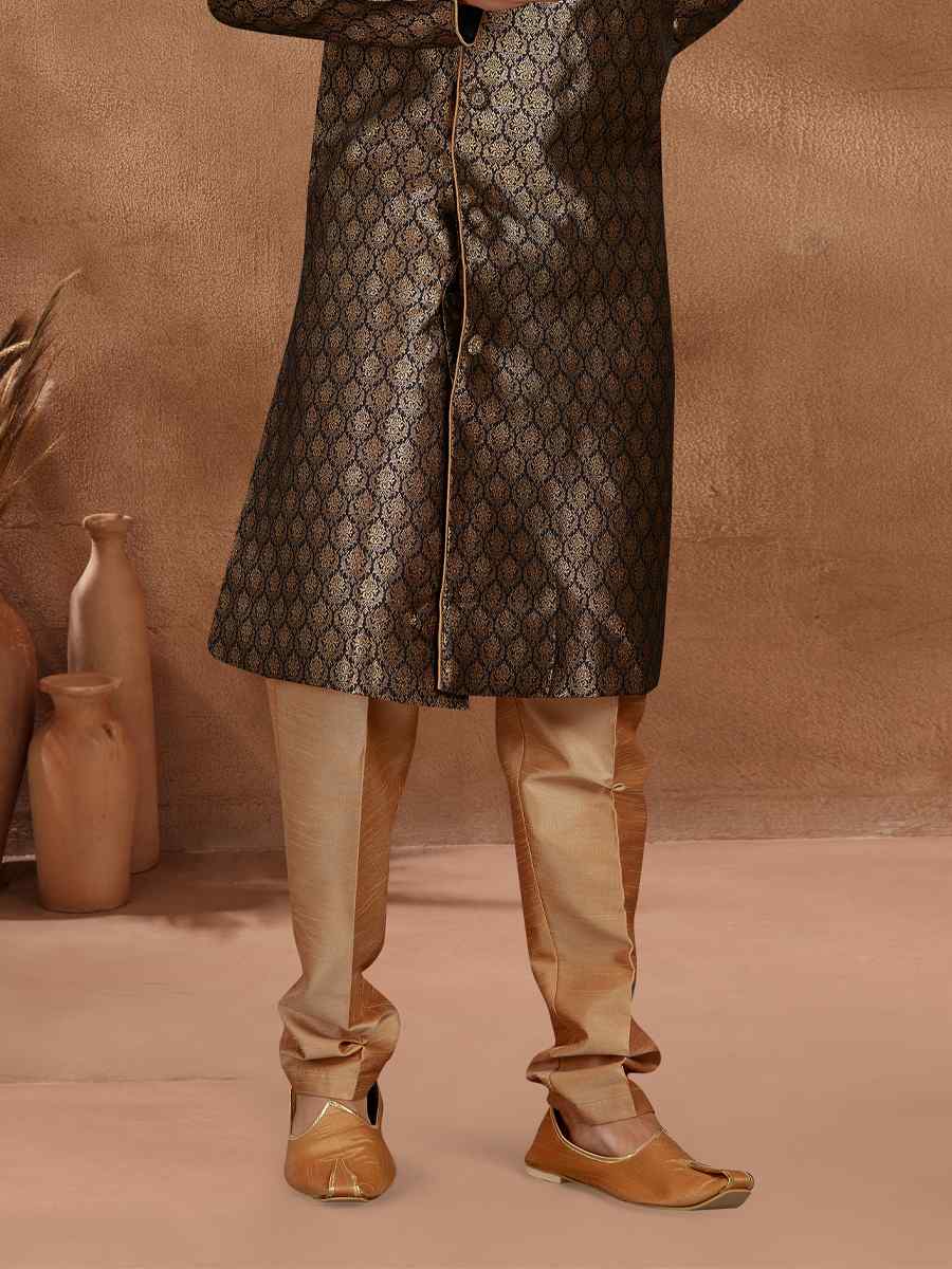 Bottle Green Jacquard Woven Party Wedding Kurta