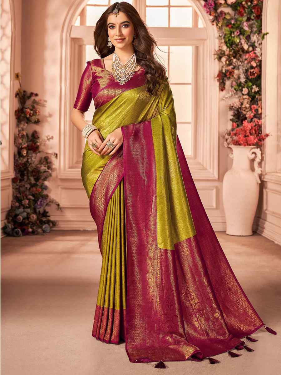 Bottle Green Silk Handwoven Wedding Festival Heavy Border Saree