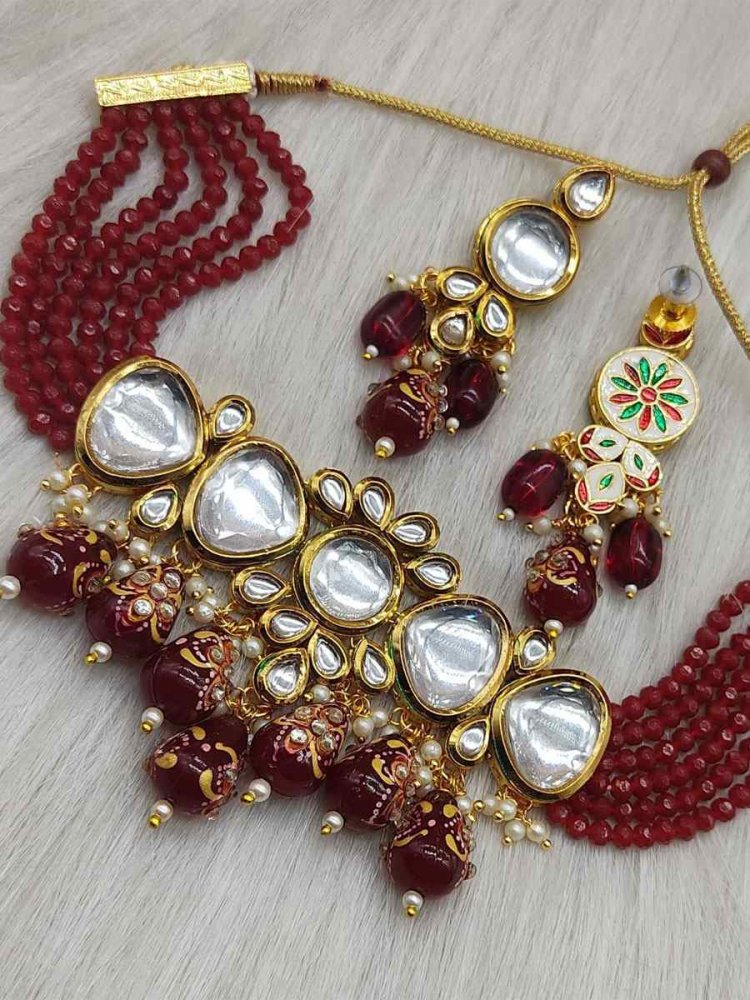 Brown Alloy Bridal Wear Kundan Necklace