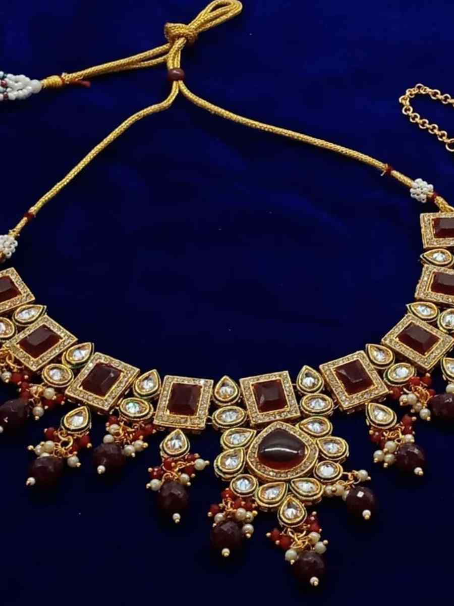 Brown Alloy Metal Festival Wear Kundan Necklace