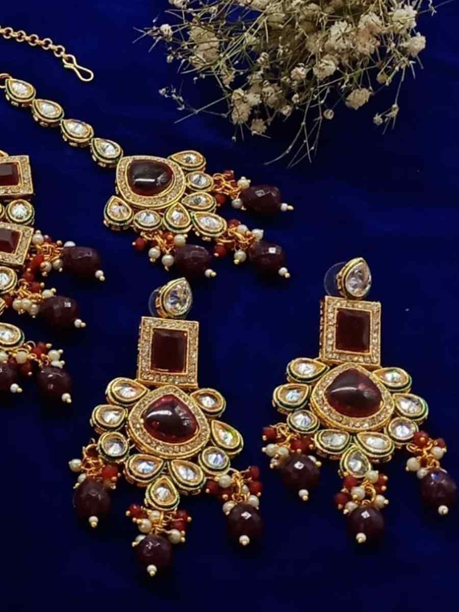 Brown Alloy Metal Festival Wear Kundan Necklace