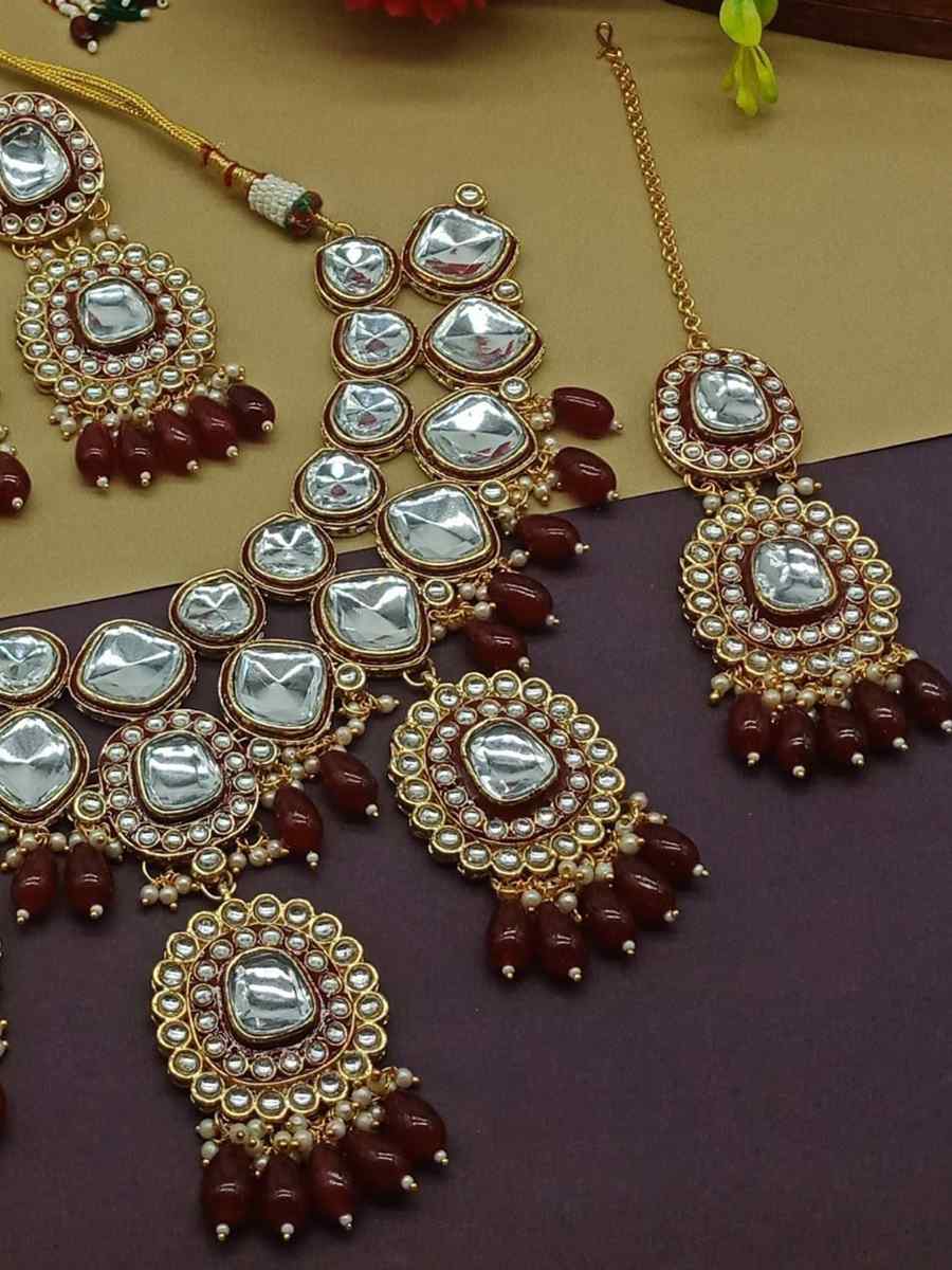 Brown Alloy Metal Festival Wear Kundan Necklace