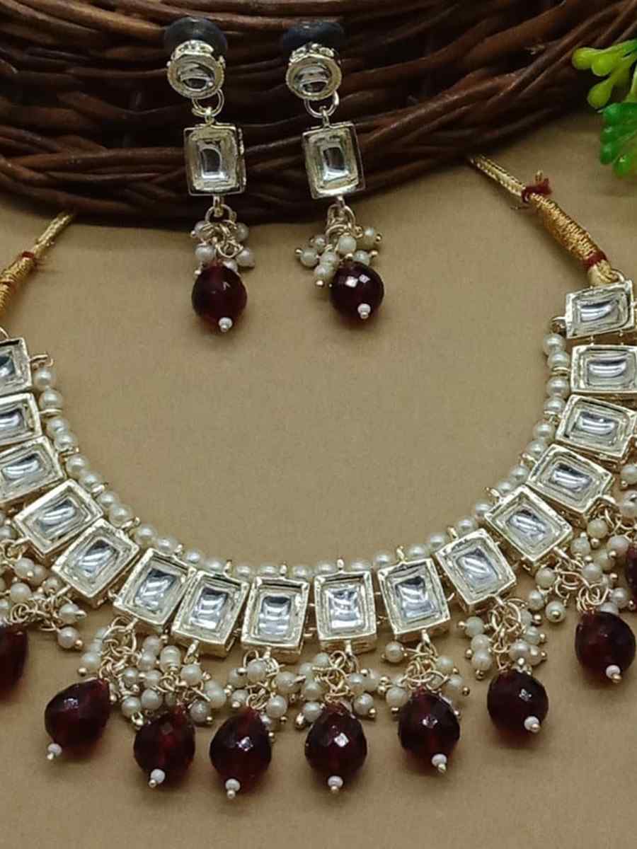 Brown Alloy Metal Festival Wear Kundan Necklace