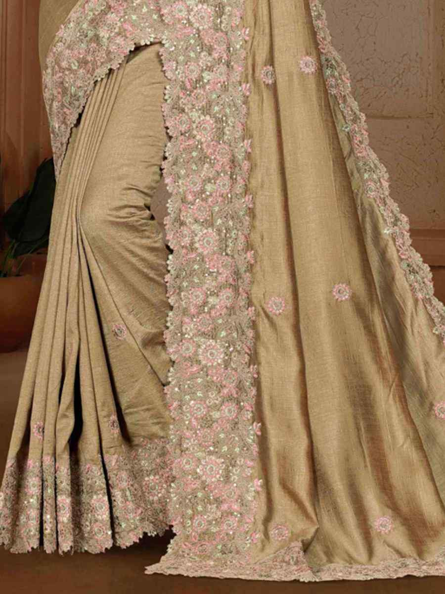 Brown Art Silk Handwoven Festival Wedding Heavy Border Saree