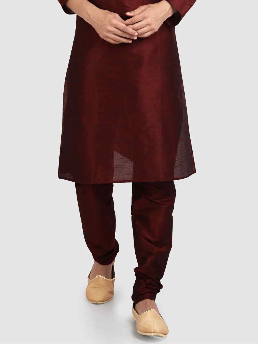 Brown Art Silk Plain Festival Kurta