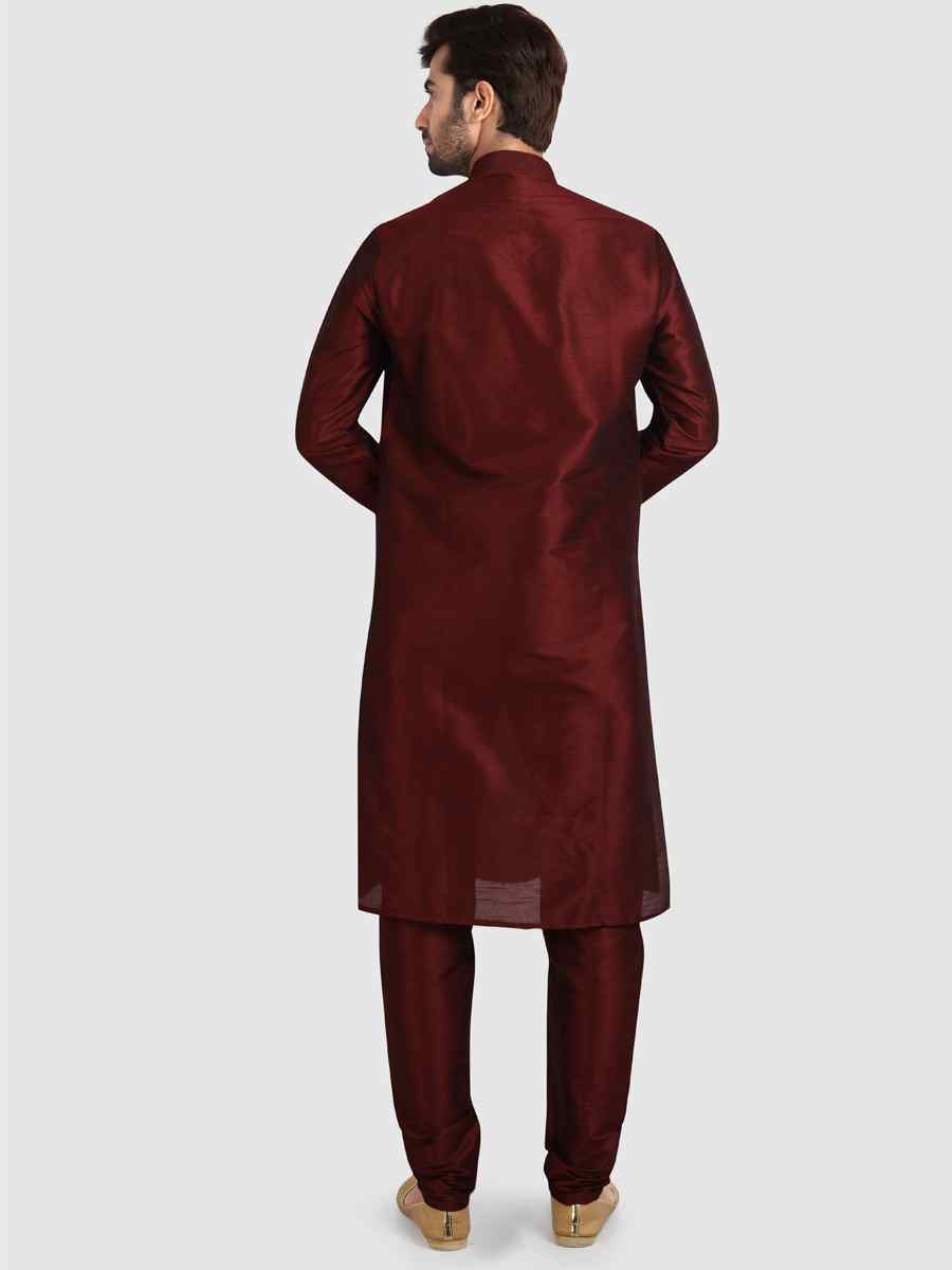 Brown Art Silk Plain Festival Kurta