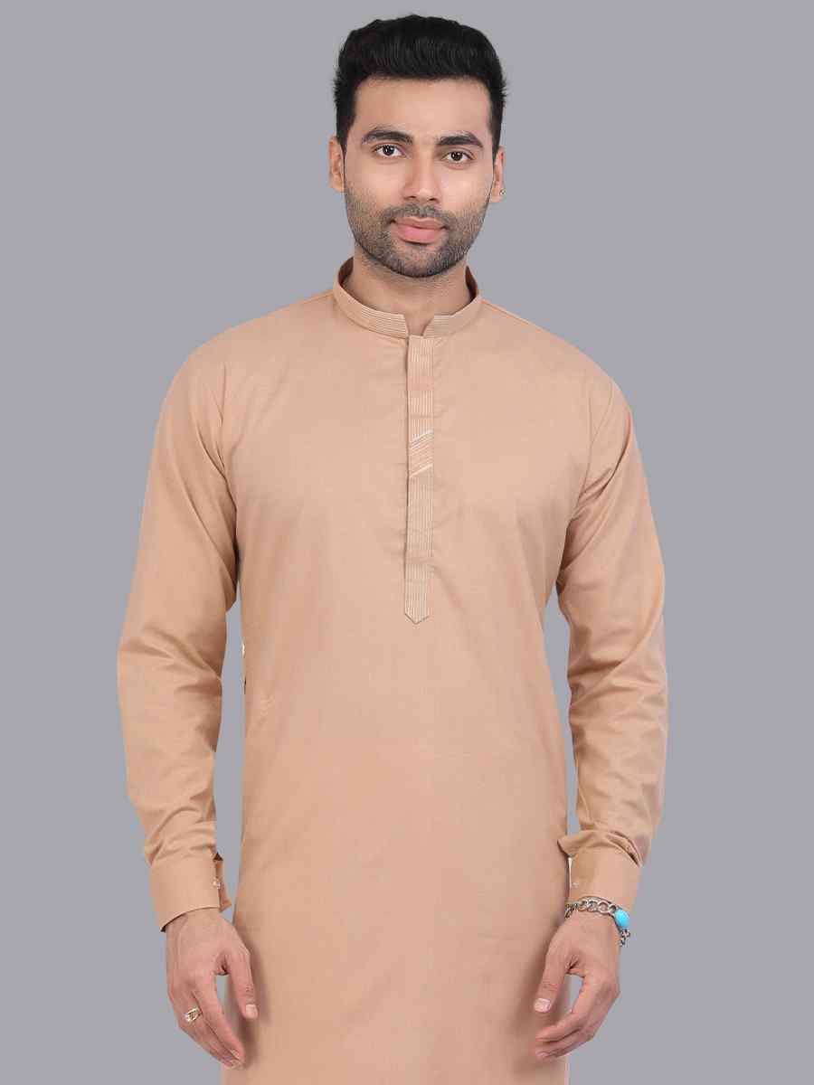 Brown Art Silk Printed Festival Casual Kurta