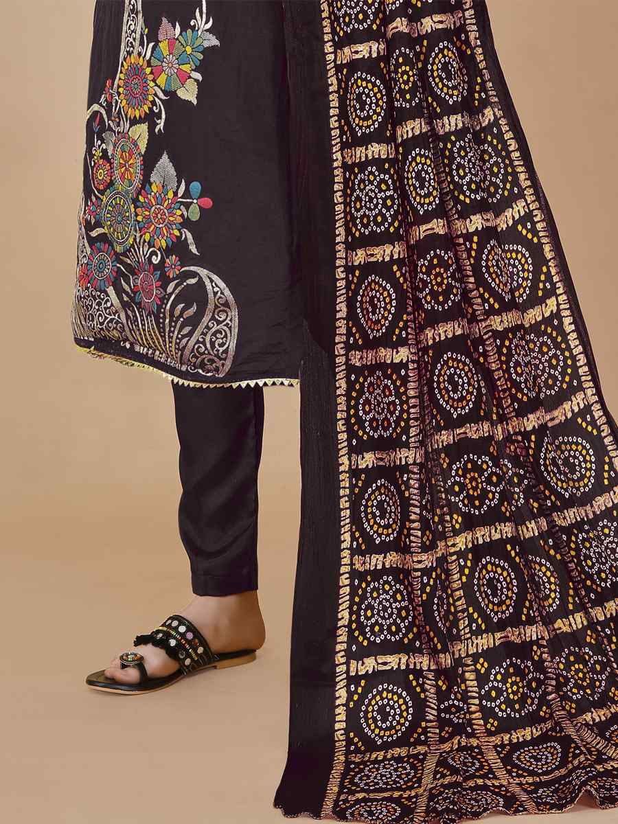 Brown Banarasi Jacquard Santoon Chinon Handwoven Casual Festival Pant Salwar Kameez