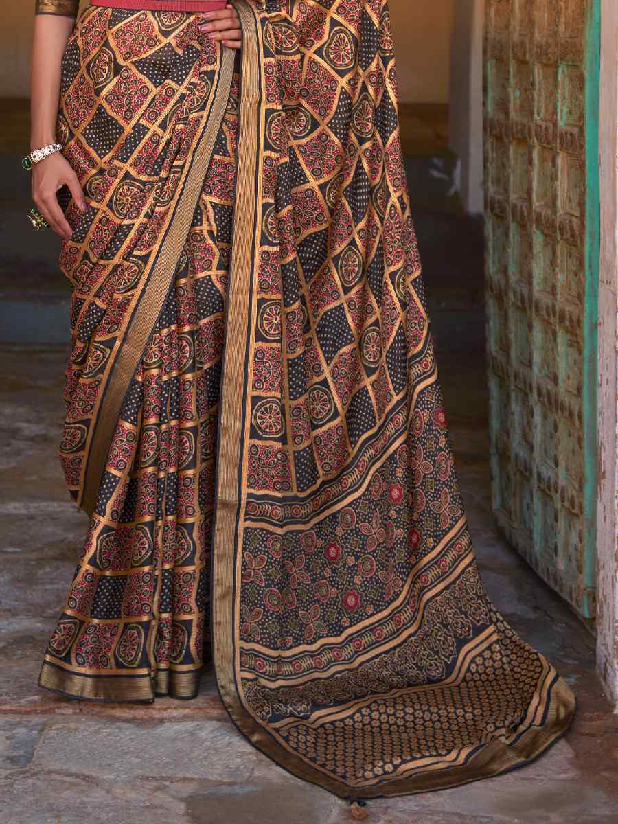 Brown Brasso Handwoven Casual Festival Classic Style Saree