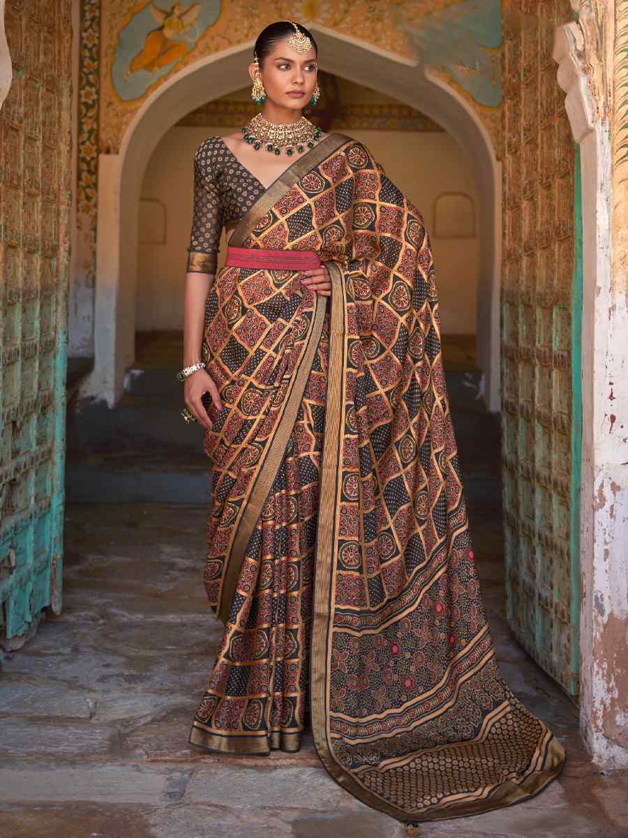 Brown Brasso Handwoven Casual Festival Classic Style Saree