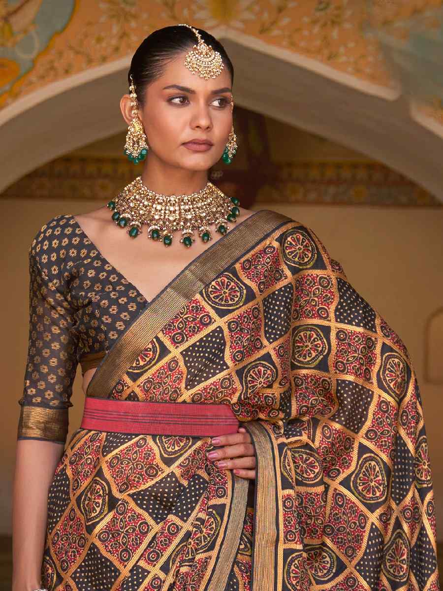 Brown Brasso Handwoven Casual Festival Classic Style Saree