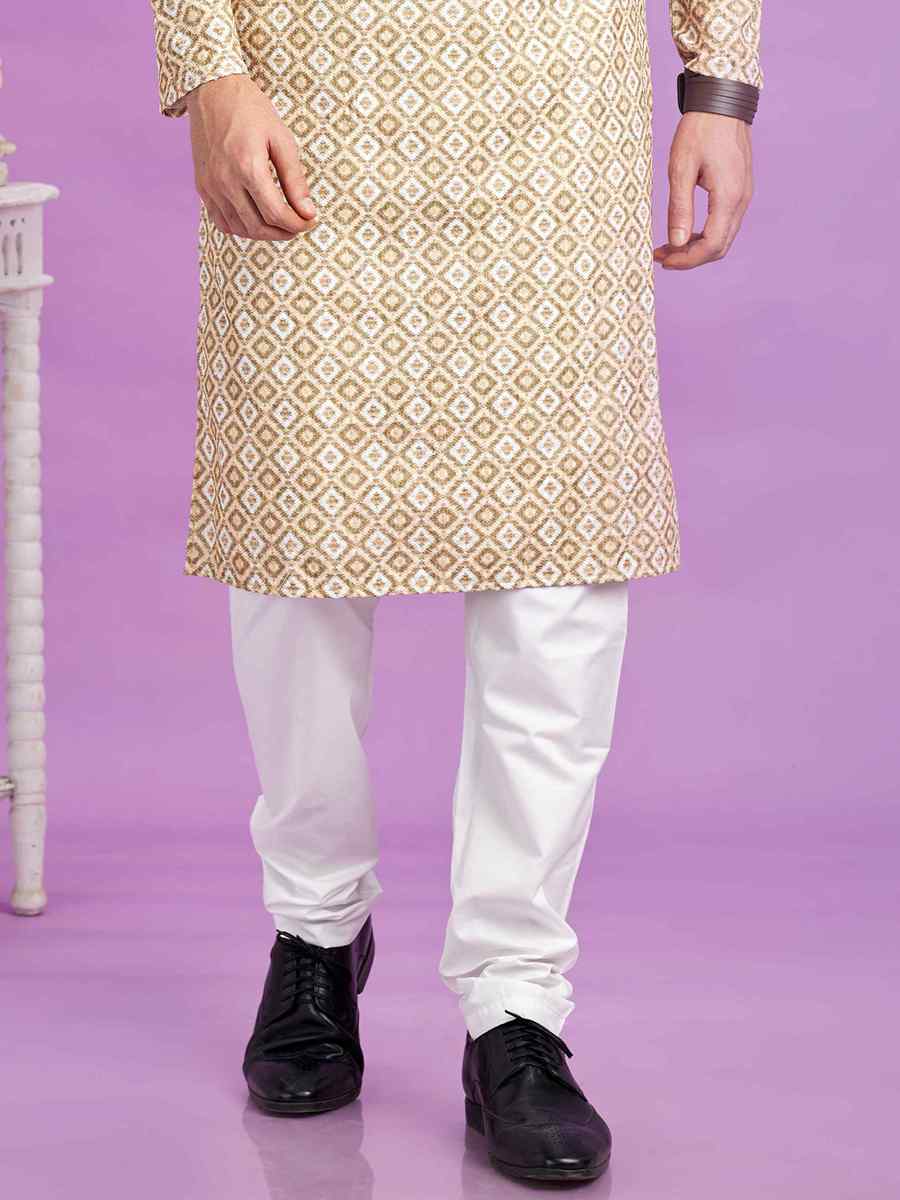Brown Cotton Printed Festival Casual Kurta
