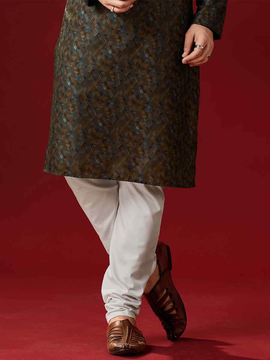 Brown Cotton Printed Festival Kurta