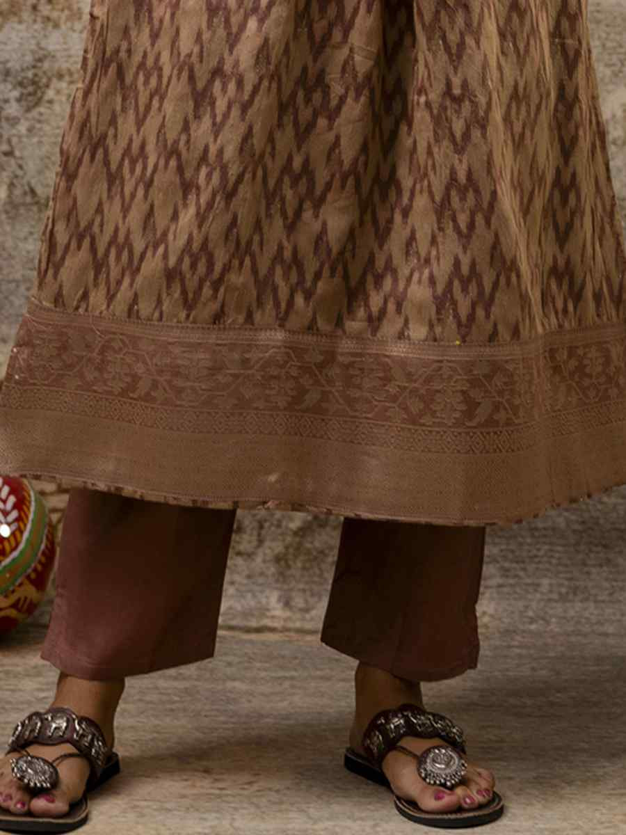 Brown Cotton Silk Embroidery Party Wedding Festival Casual Ready Pant Salwar Kameez