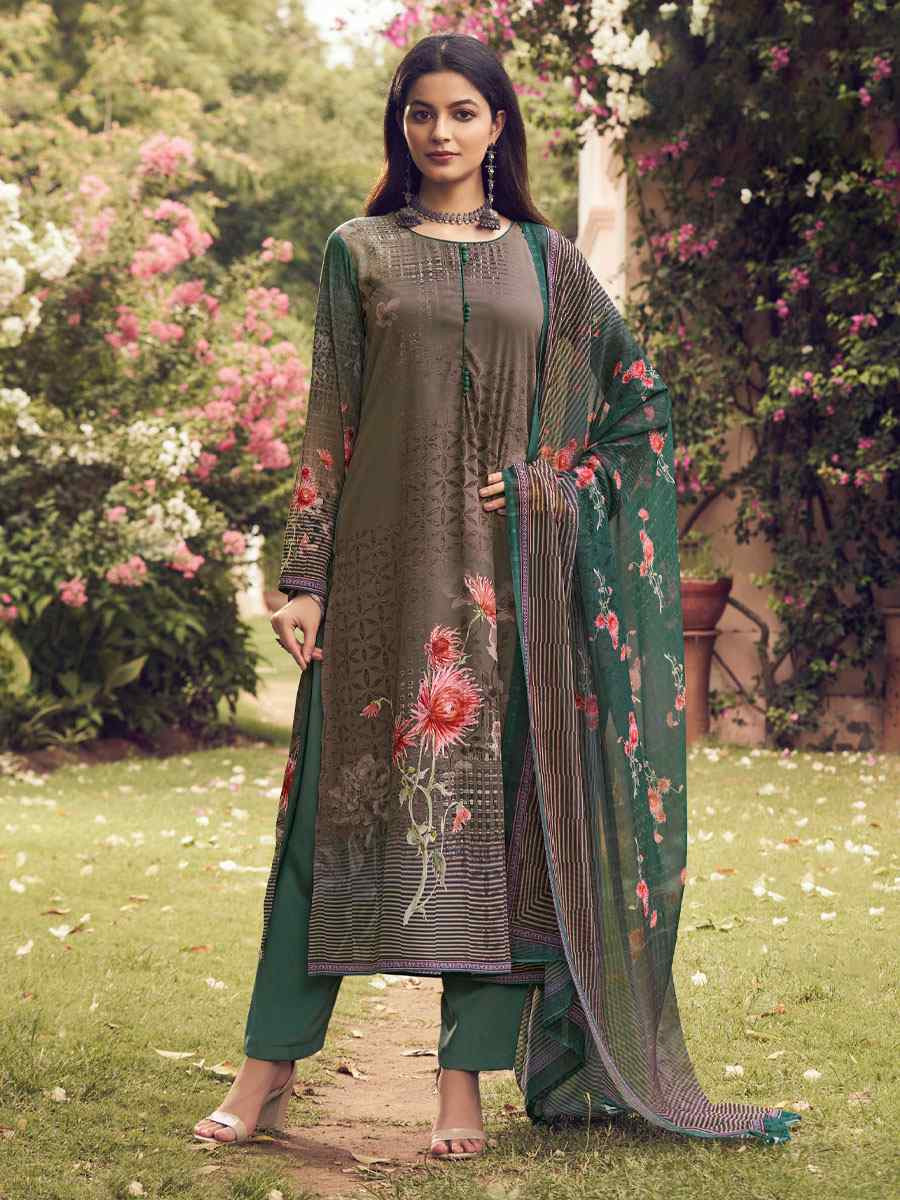 Brown Crepe Printed Festival Casual Pant Salwar Kameez