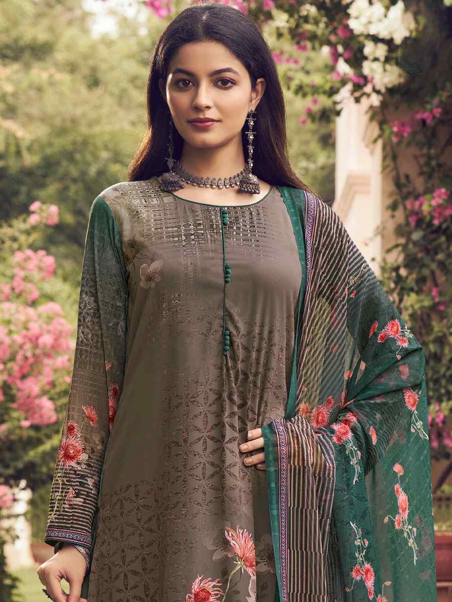 Brown Crepe Printed Festival Casual Pant Salwar Kameez