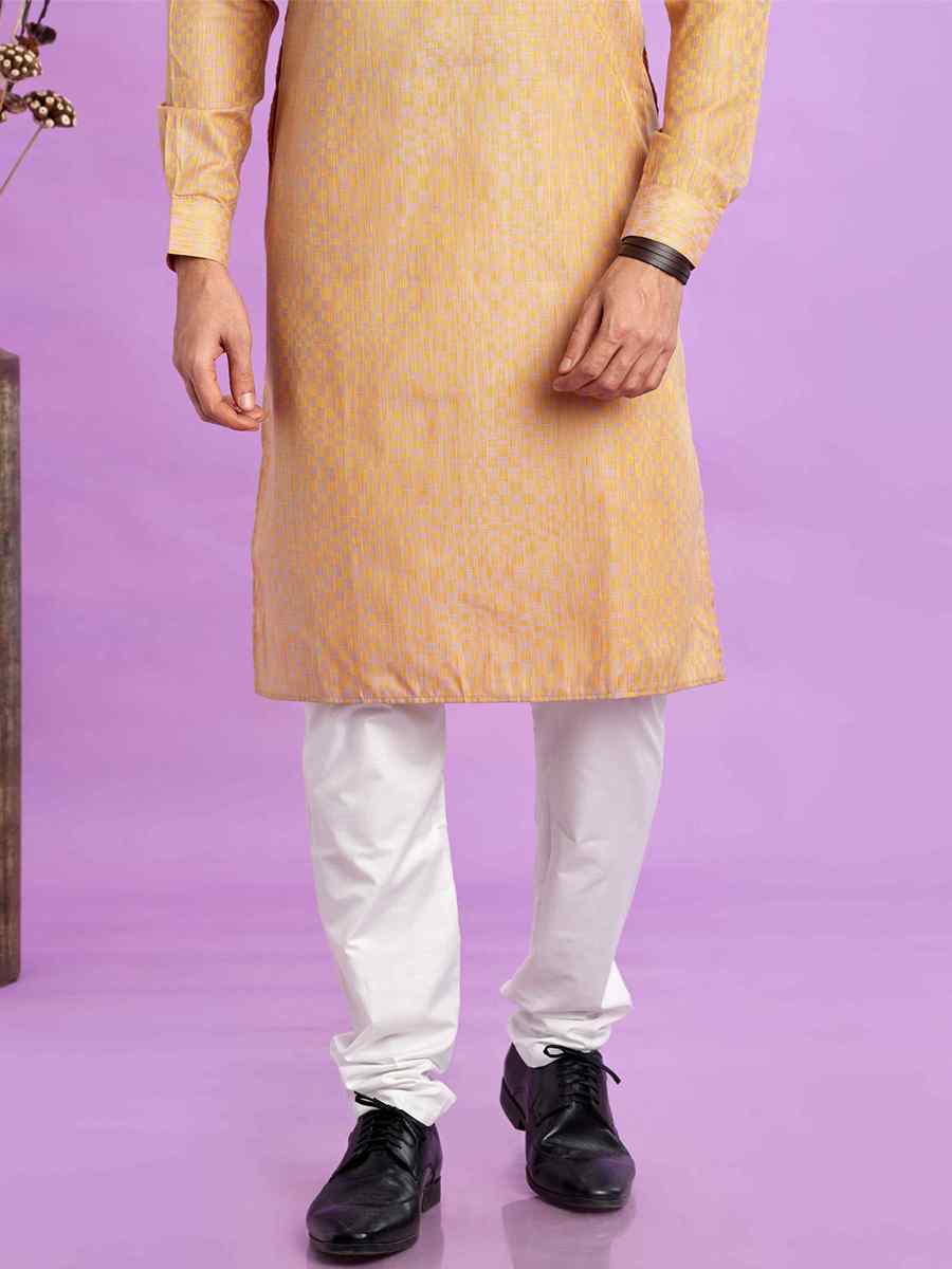 Brown Jacquard Art Soft Silk Printed Festival Casual Kurta