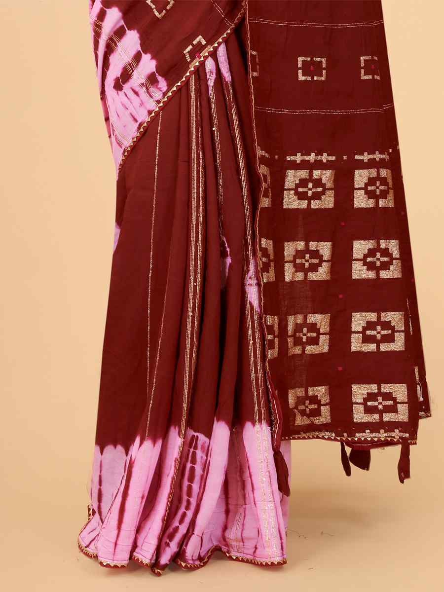 Brown Modal Viscose Silk Printed Party Festival Contemporary Saree