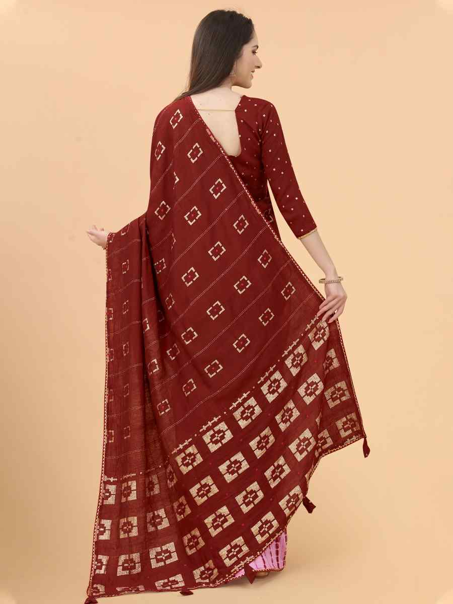 Brown Modal Viscose Silk Printed Party Festival Contemporary Saree