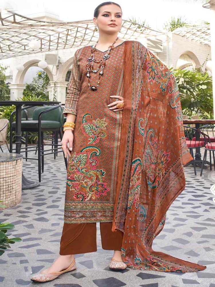 Brown Premium Zam Embroidered Casual Festival Pant Salwar Kameez