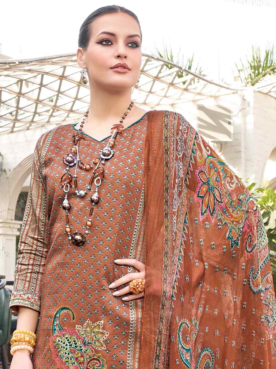 Brown Premium Zam Embroidered Casual Festival Pant Salwar Kameez