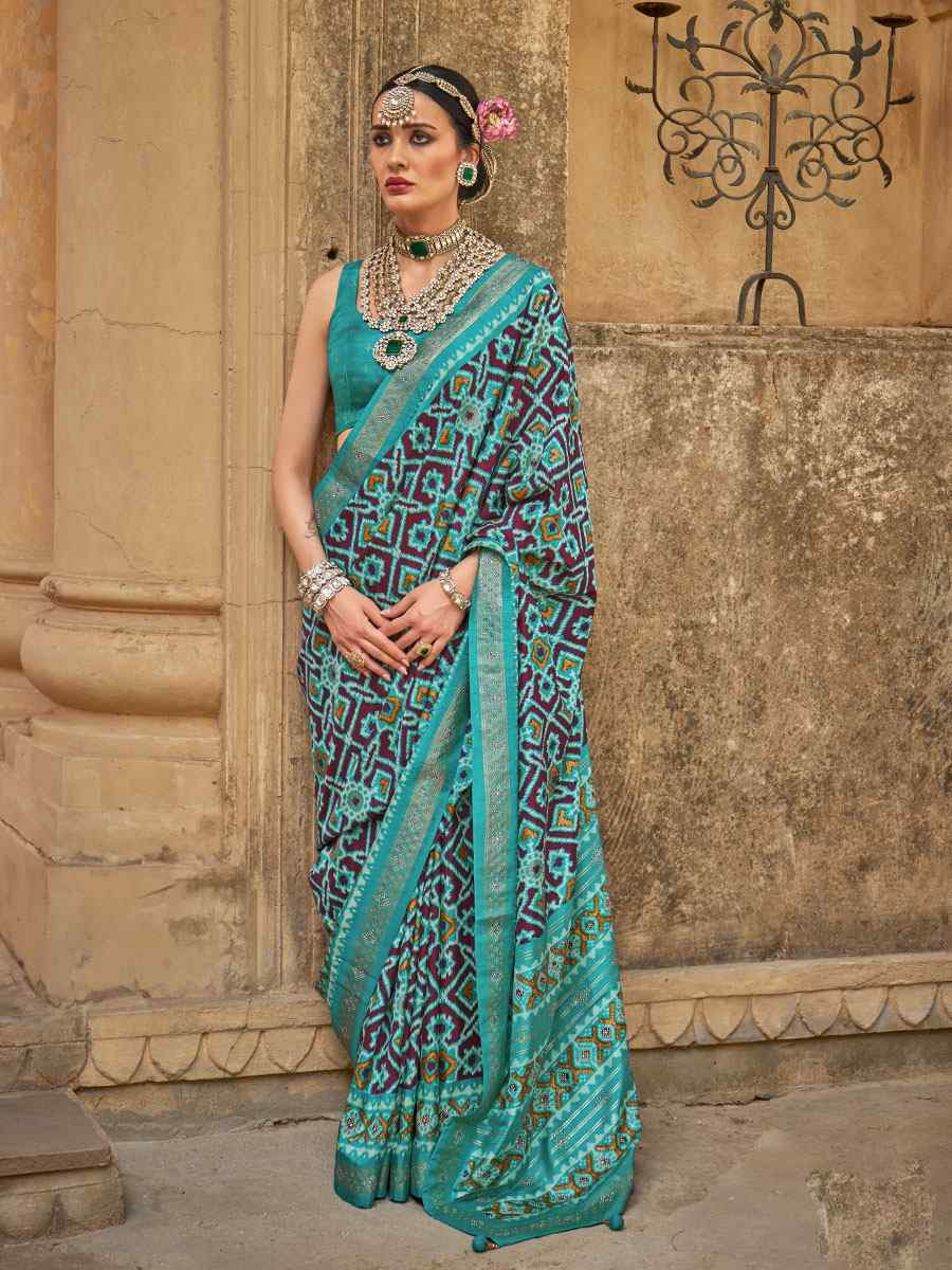 Brown Printed Festival Casual Wedding Cocktail Party Fancy Classic Heavy Border Saree