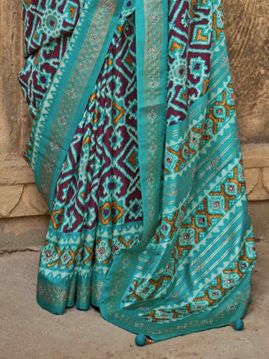 Brown Printed Festival Casual Wedding Cocktail Party Fancy Classic Heavy Border Saree